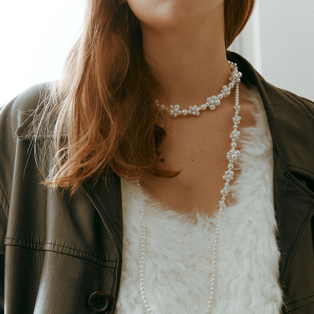 韓國VINTAGE HOLLYWOOD - Big White Berry Pearl Necklace