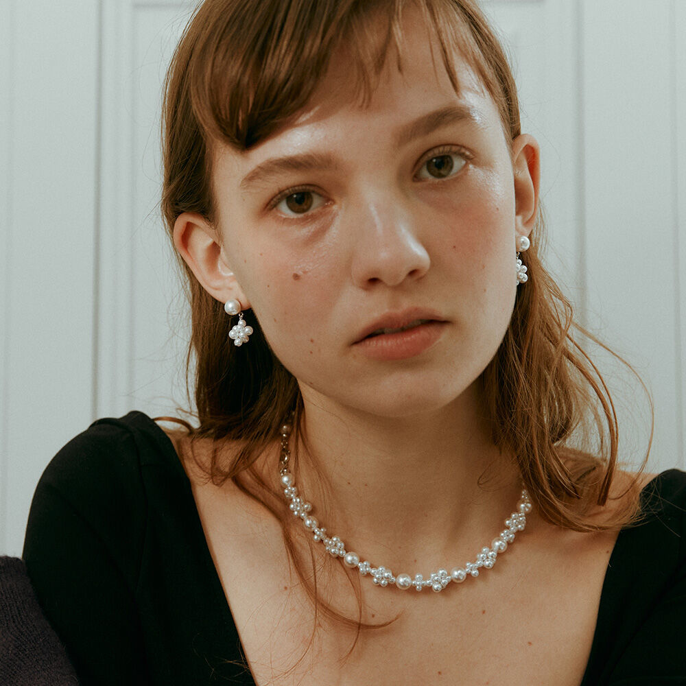 韓國VINTAGE HOLLYWOOD - White Berry Pearl Necklace