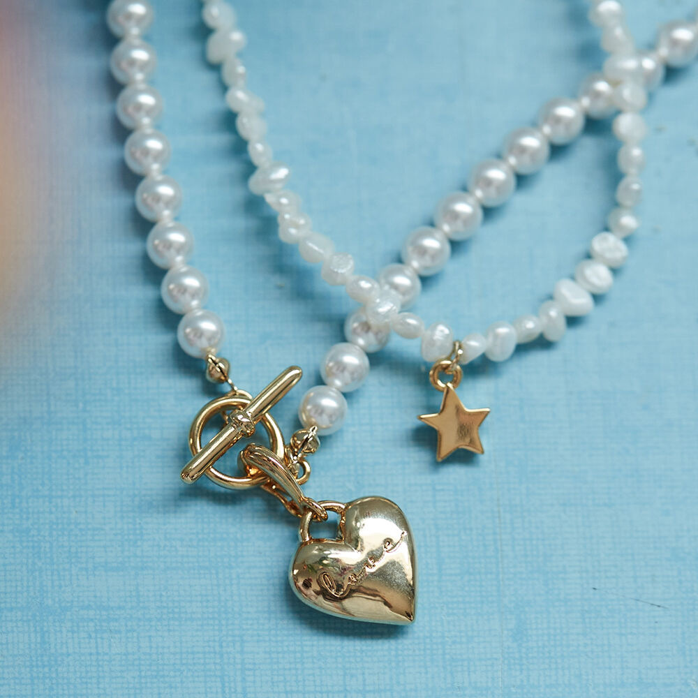 韓國VINTAGE HOLLYWOOD - Star Gemstone n Pearl Necklace