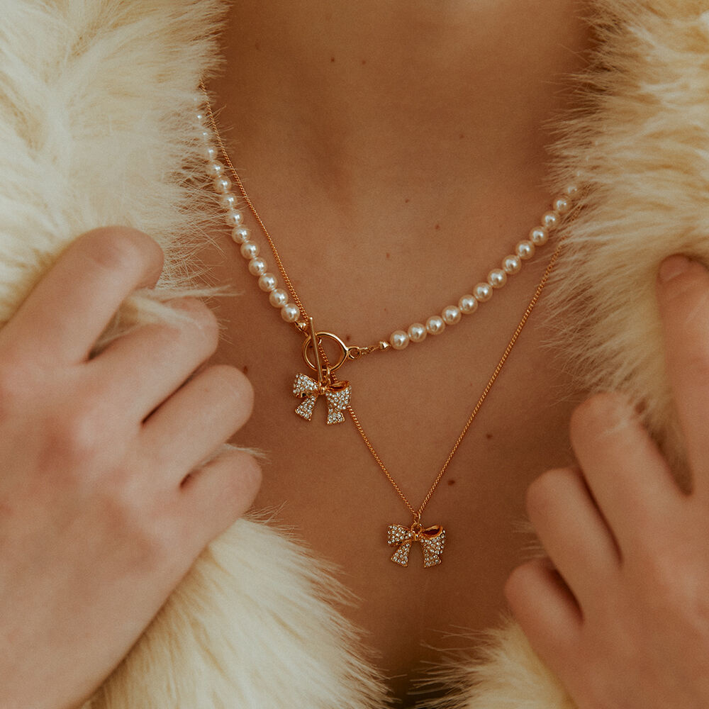 韓國VINTAGE HOLLYWOOD - Twinkle Ribbon Pearl Necklace