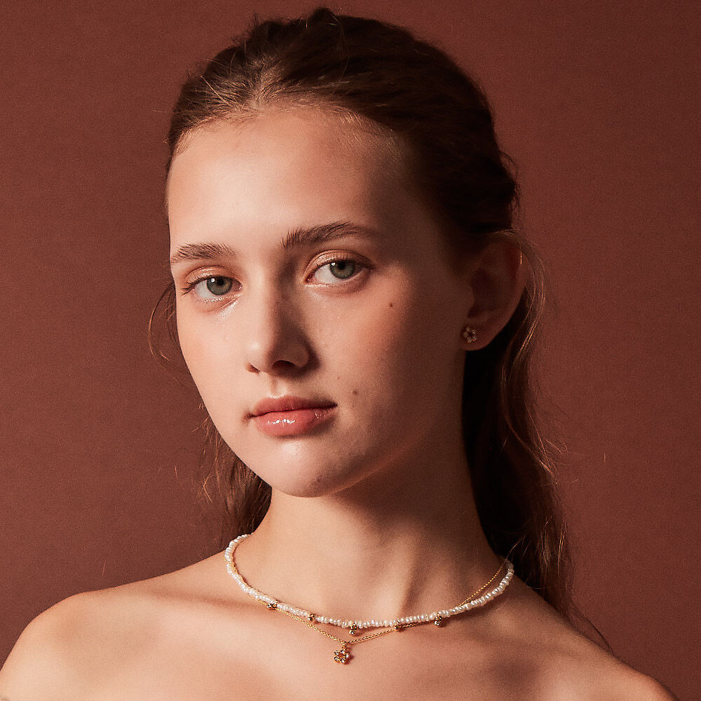 韓國VINTAGE HOLLYWOOD - Ball Margaret Pearl Necklace