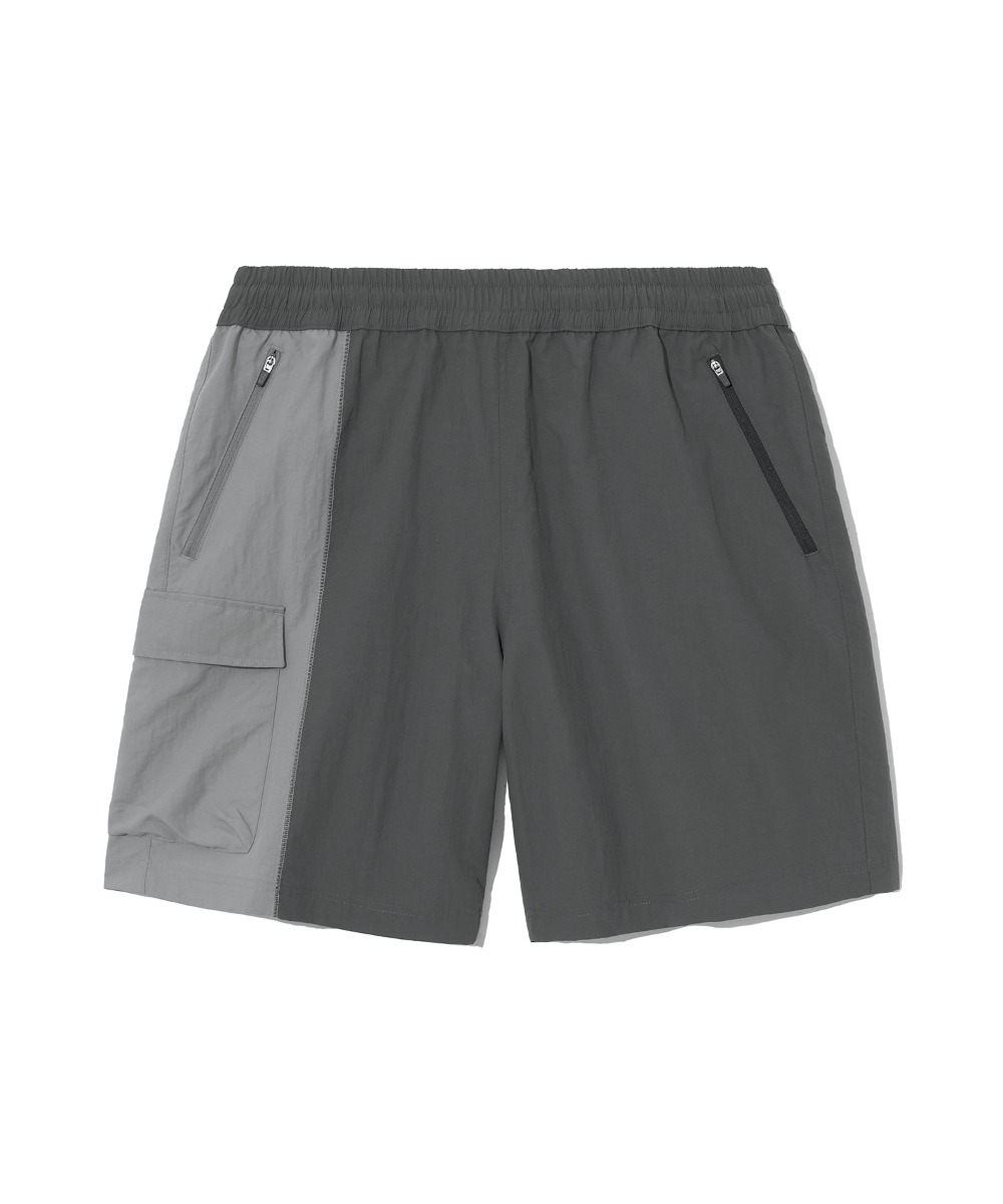 韓國GROOVE RHYME - COLOR MATCHING LINE HALF PANTS (GREY)