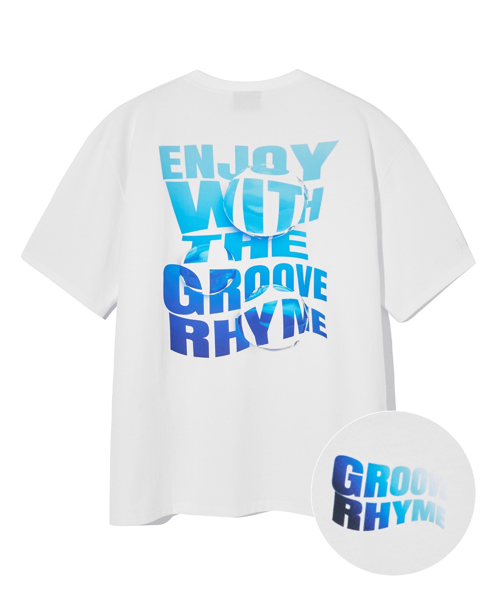 韓國GROOVE RHYME - GRADATION ENJOY LETTERING T-SHIRTS (WHITE)
