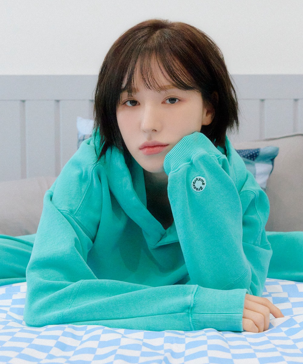 韓國GROOVE RHYME - NEEDLE STITCH CONTRAST DYEING HOODIE (MINT)|WENDY同款