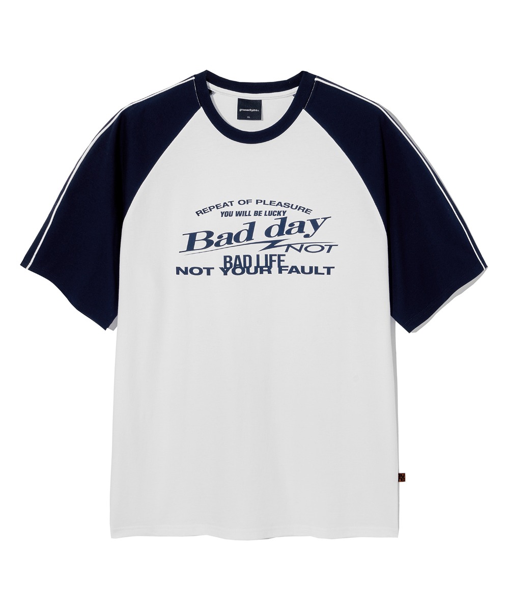 韓國GROOVE RHYME - BAD DAY NOT BAD LIFE RAGLAN T-SHIRTS (WHITE)