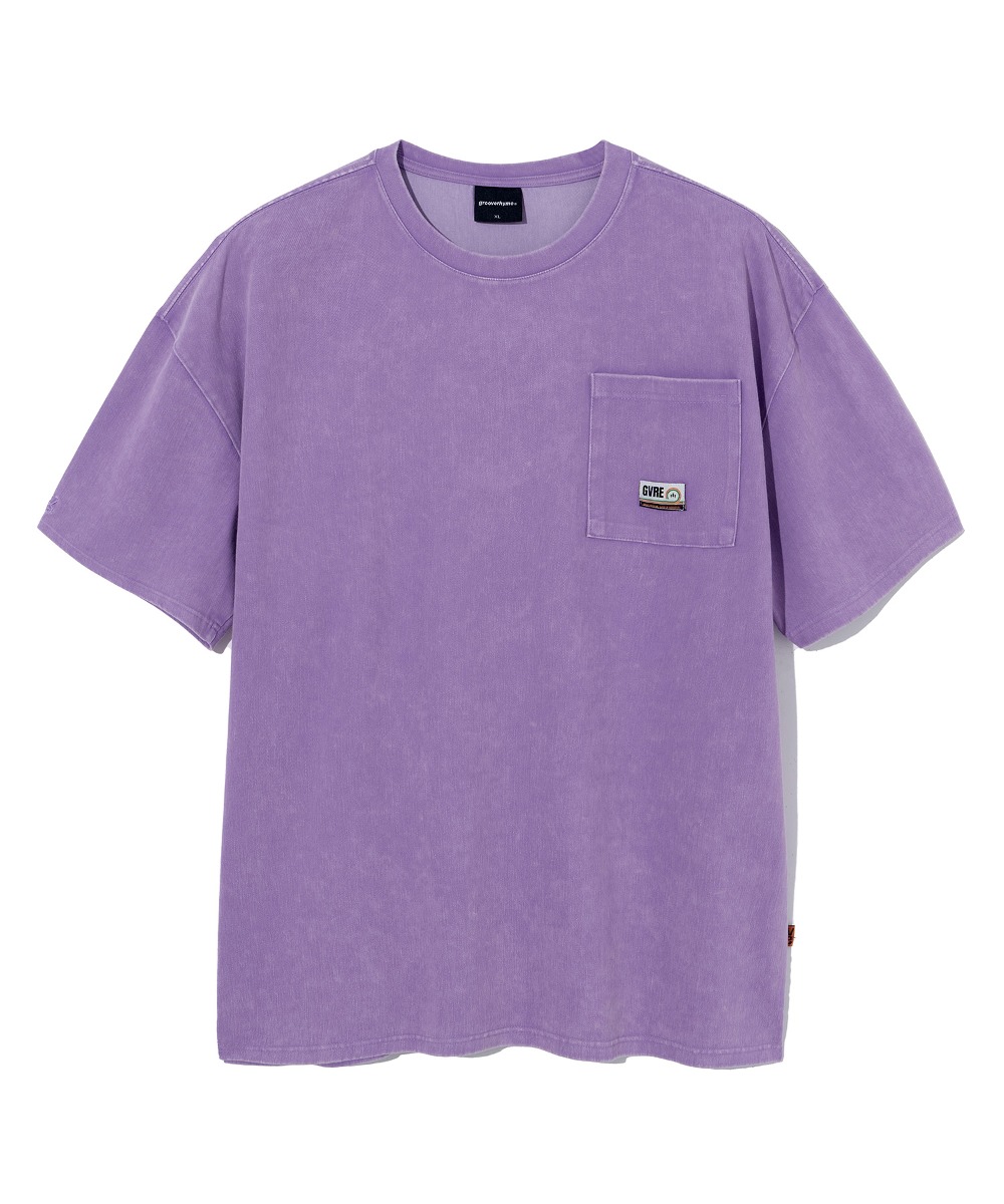 韓國GROOVE RHYME - WASHING DENIM ROUND T-SHIRTS (PURPLE)