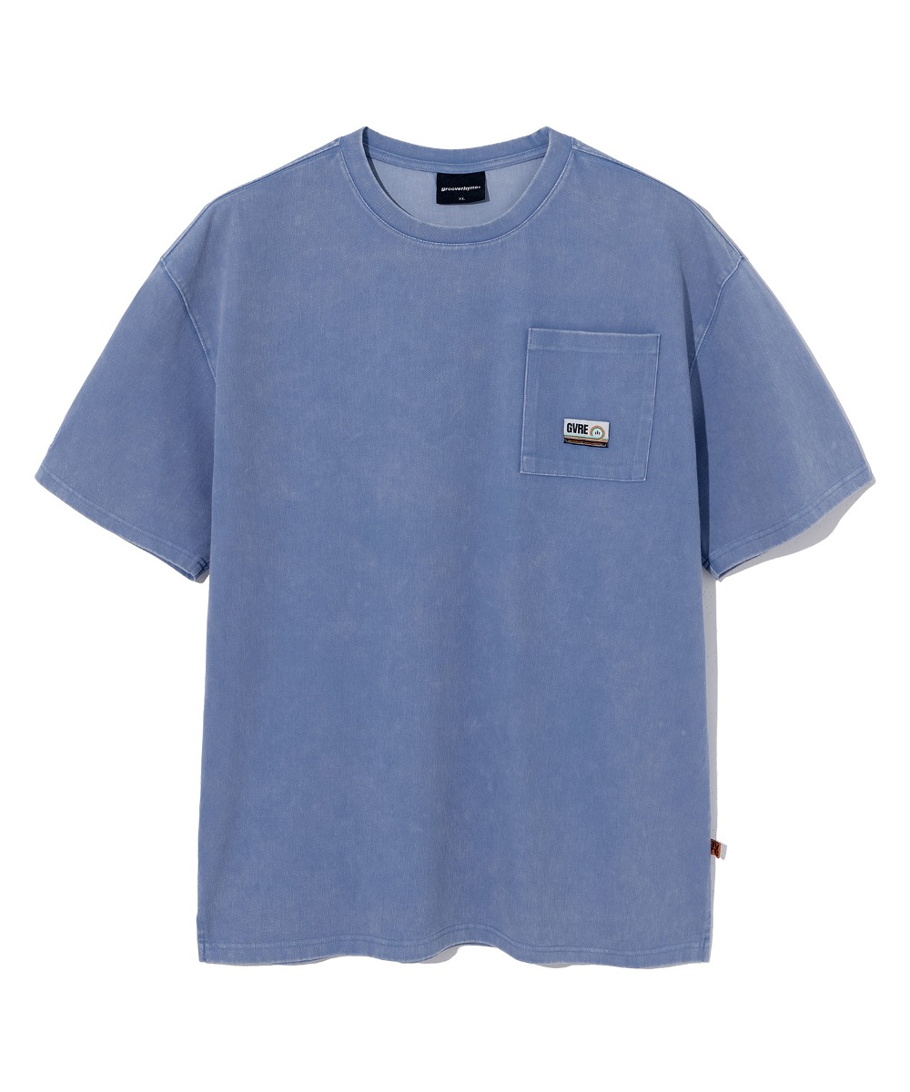 韓國GROOVE RHYME - WASHING DENIM ROUND T-SHIRTS (BLUE)