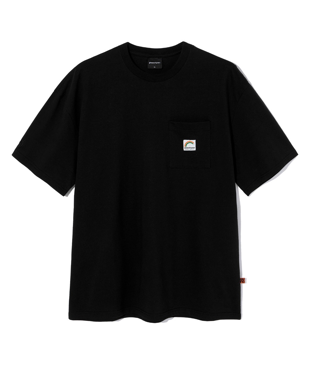 韓國GROOVE RHYME - BASIC POCKET RAINBOW T-SHIRTS (BLACK) 