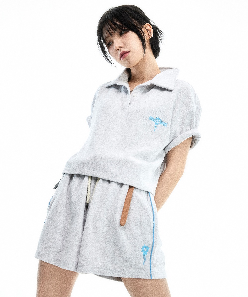 韓國GROOVE RHYME - (W) COOL TERRY VACANCE SHORTS (OATMEAL GREY)|WENDY同款