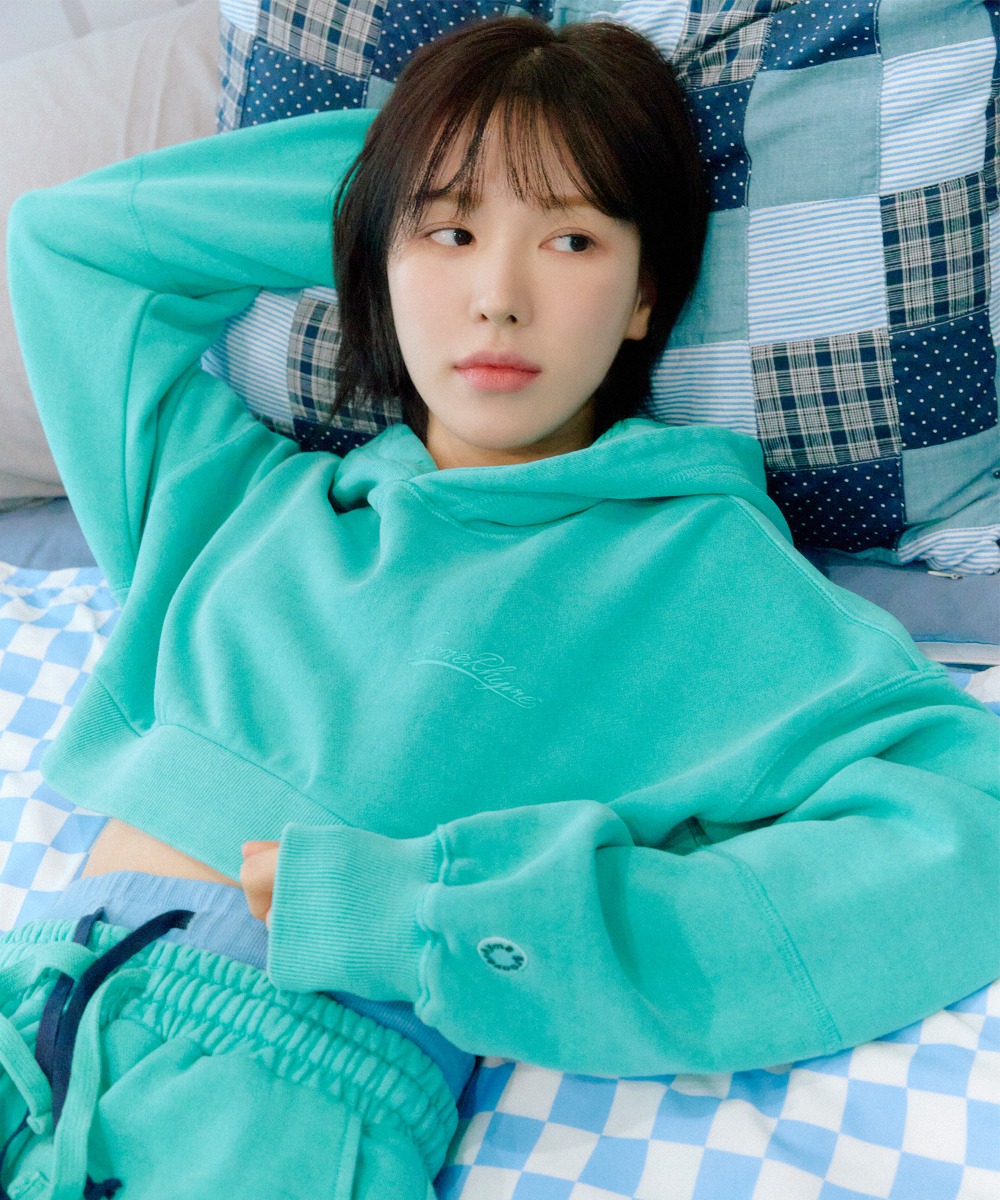 韓國GROOVE RHYME - (W) NEEDLE STITCH CONTRAST DYEING HOODIE (MINT)|WENDY同款