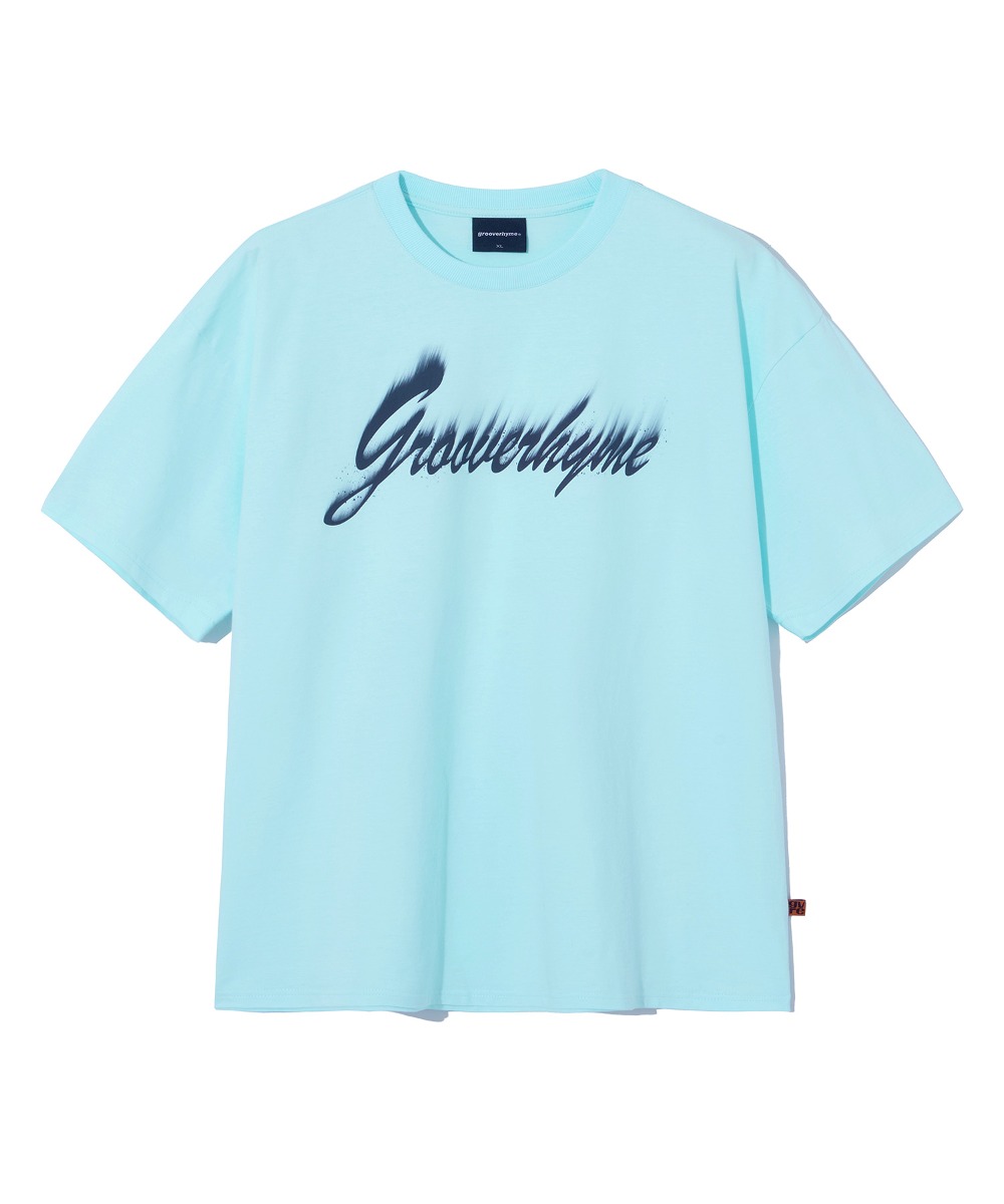 韓國GROOVE RHYME - SMUDGE LETTERING T-SHIRTS (LIGHT BLUE) 