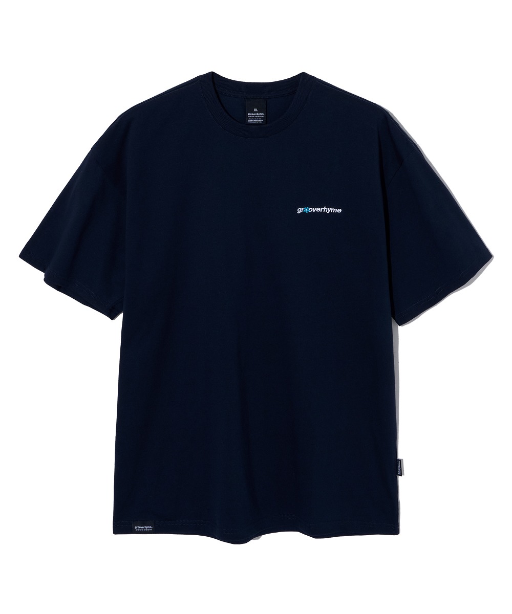 韓國GROOVE RHYME - SIGNATURE FLOWER LOGO T-SHIRTS (DARK NAVY) 