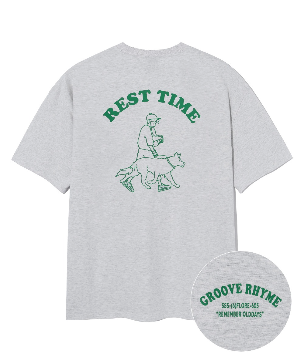 韓國GROOVE RHYME - REST TIME STROLLING T-SHIRTS (OATMEAL GREY)