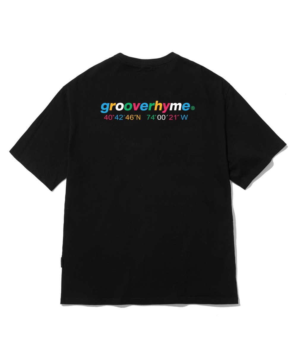 韓國GROOVE RHYME - NYC LOCATION MULTI COLOR T-SHIRT (BLACK)
