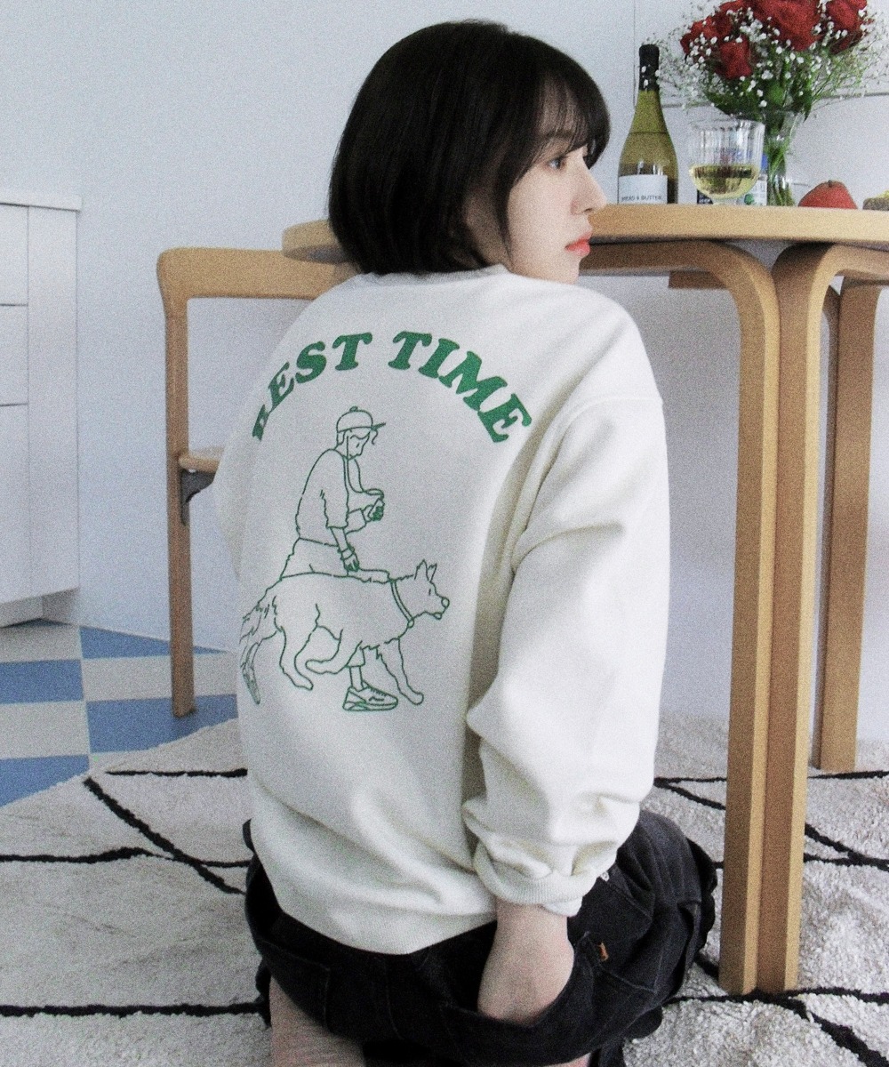 韓國GROOVE RHYME - REST TIME STROLLING SWEATSHIRT (IVORY)|WENDY同款