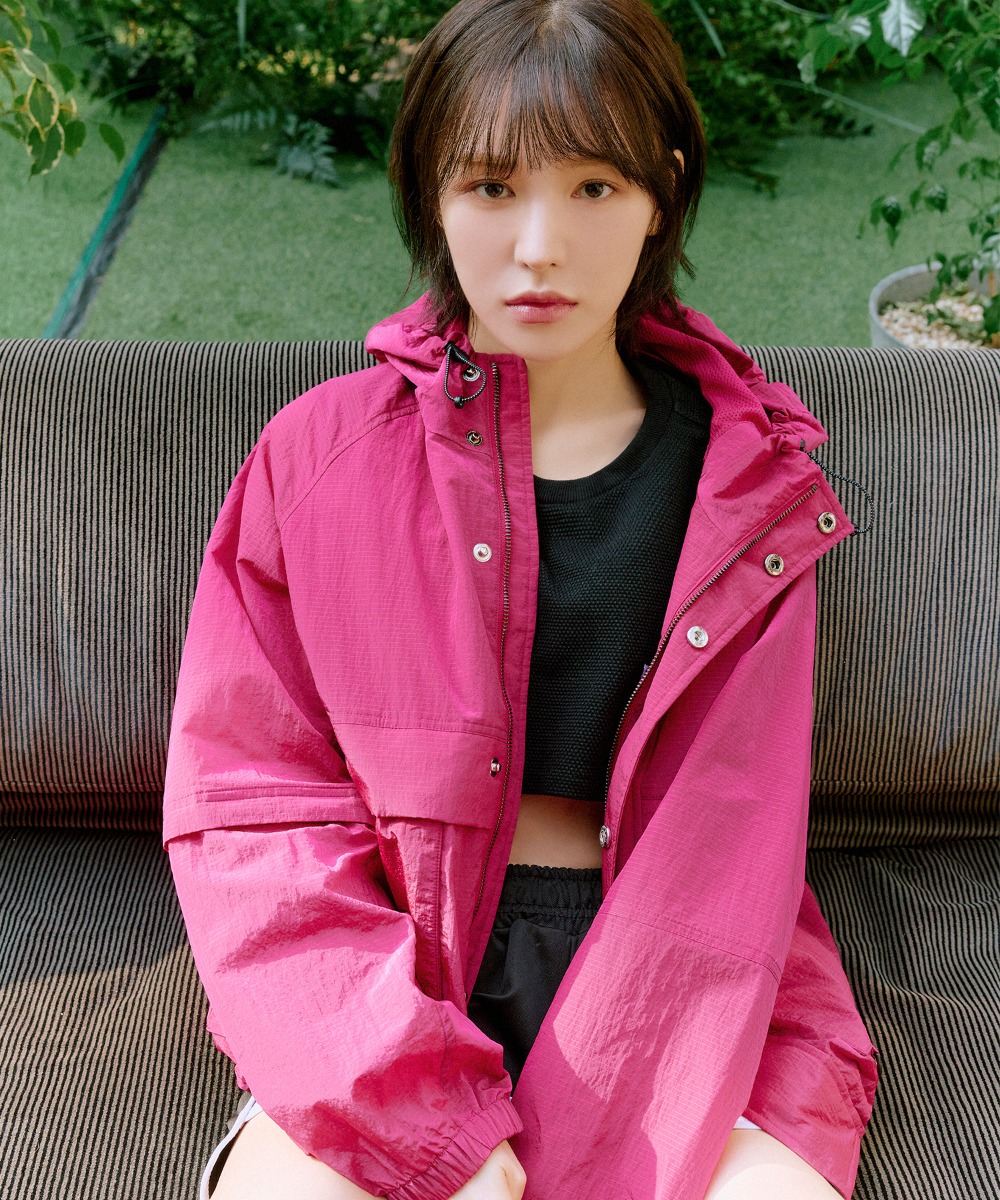 韓國GROOVE RHYME - SHINING RIPSTOP HOOD ZIP-UP JACKET (PINK)|WENDY同款