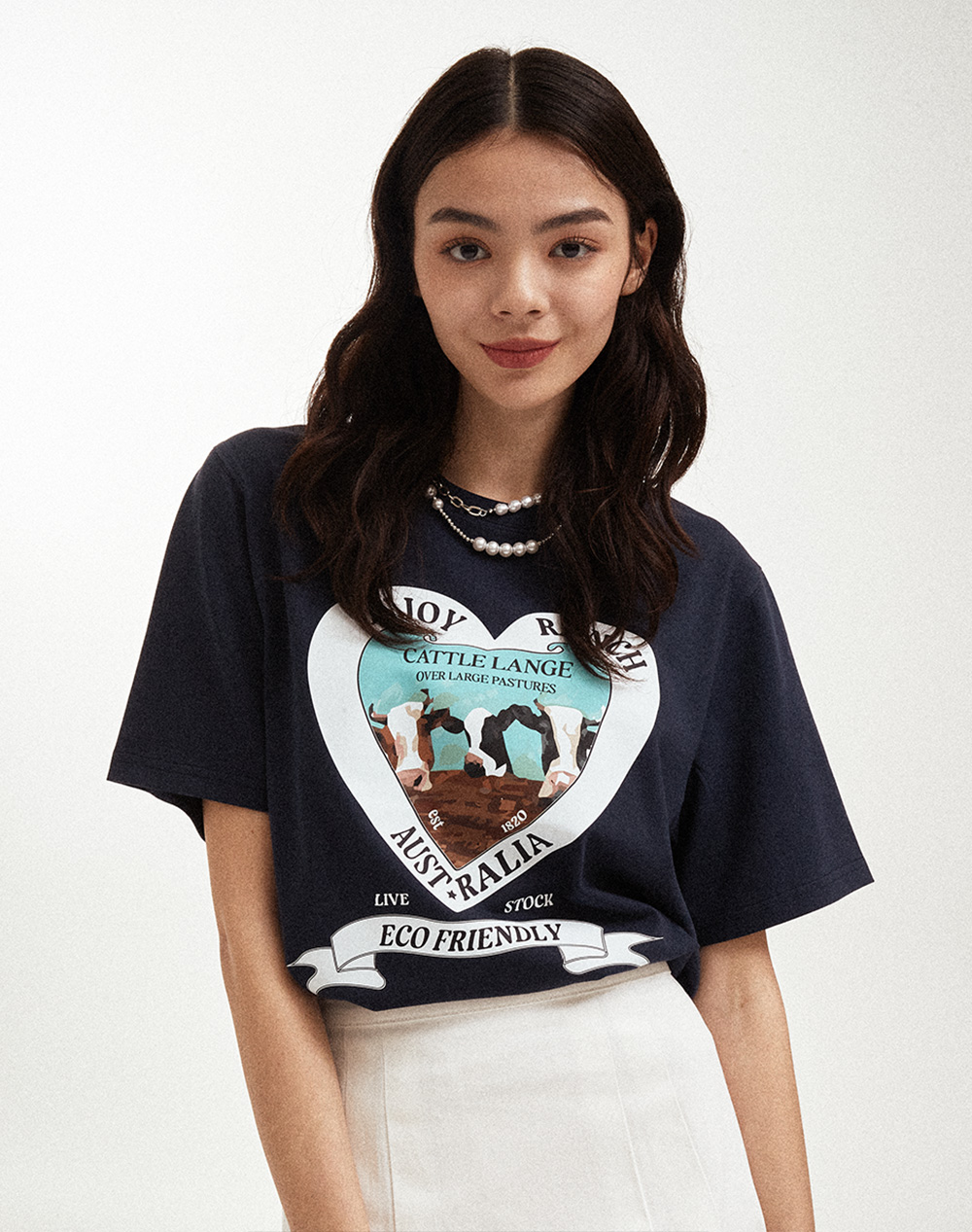 【限定優惠】韓國潮牌 23.65 HEART T-SHRIT NAVY [~5/19 까지][優惠至19/5 09:00AM]