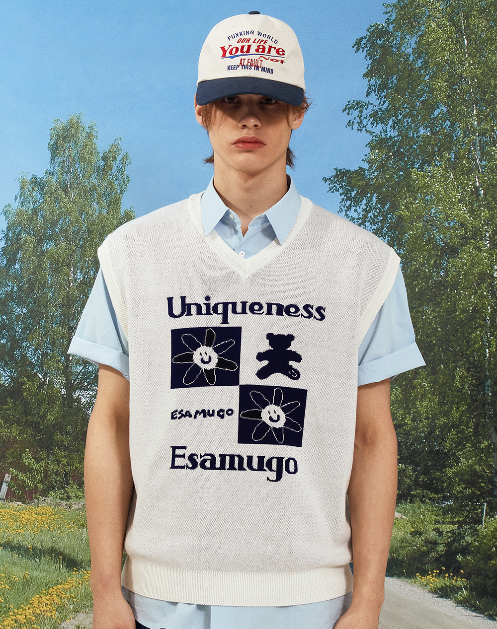 【限定優惠】韓國潮牌 23.65 CHECK BEAR KNIT VEST IVORY[優惠至19/5 09:00AM]