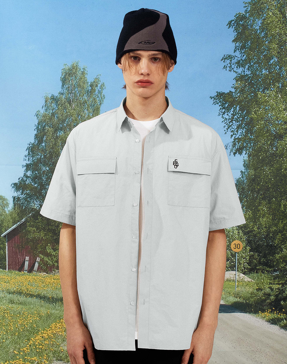 【限定優惠】韓國潮牌 23.65 LOGO POCKET SHIRT GREY[優惠至19/5 09:00AM]