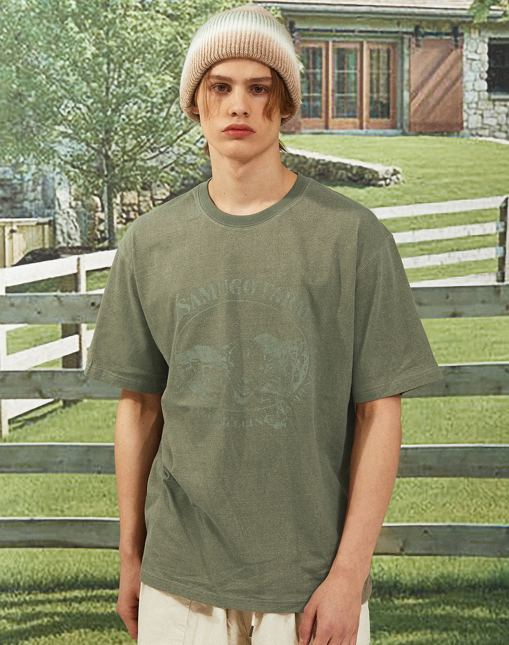 【限定優惠】韓國潮牌 23.65 PIGMENT FARM T-SHIRT KHAKI[優惠至19/5 09:00AM]