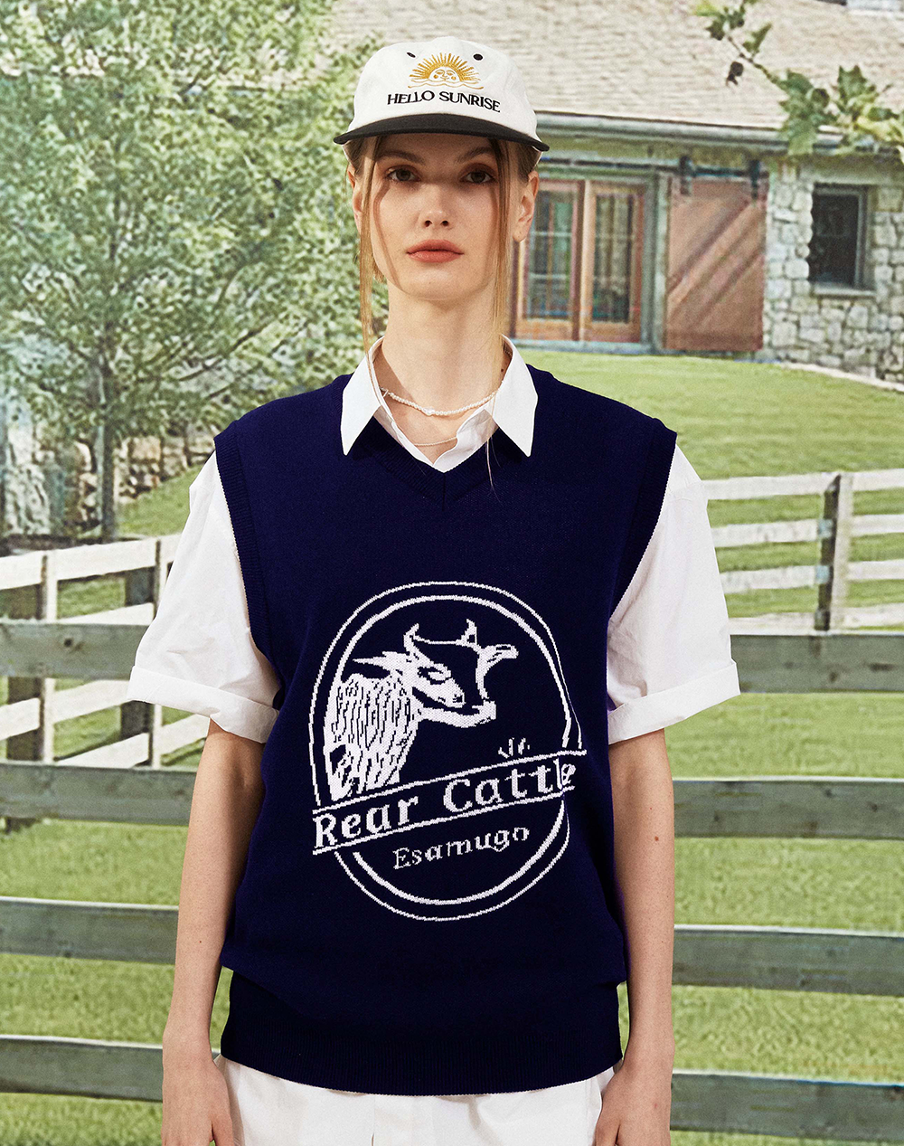 【限定優惠】韓國潮牌 23.65 ESAMUGO V-KNIT VEST NAVY[優惠至19/5 09:00AM]