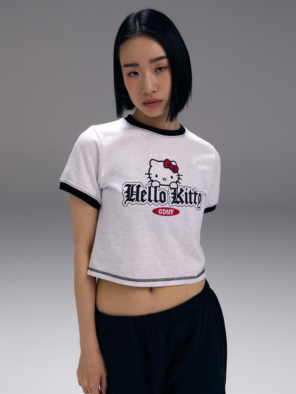 [Ordinary X Hello Kitty] Color combination cropped T-shirt MELANGE
