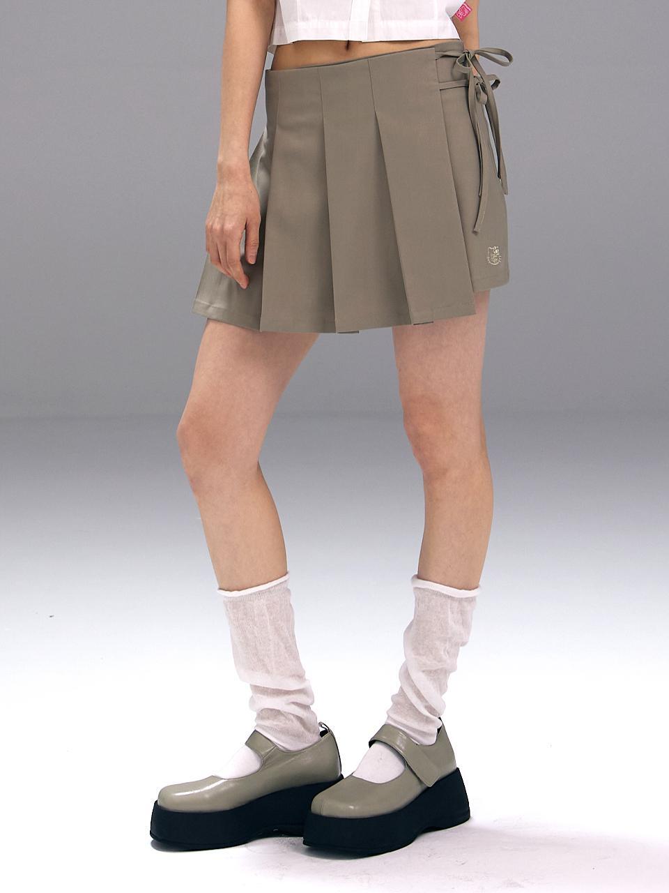  [Ordinary X Hello Kitty] Pleated Wrap Skirt BEIGE 