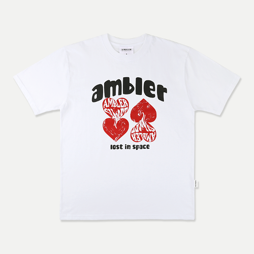 韓國Ambler - Embler Unisex Four Heart Overfit Short Sleeve T-Shirt AS1024 (White)