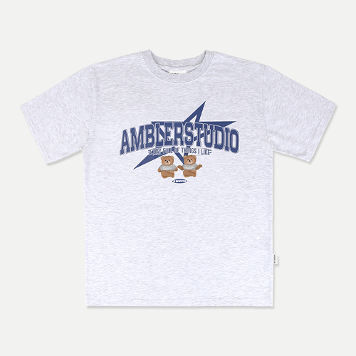 韓國Ambler - Ambler Unisex The Star Overfit Short Sleeve T-Shirt AS1020 (Back Melange)
