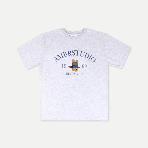 韓國Ambler - Embler Unisex Headstand bear Overfit Short Sleeve T-shirt AS1012 (Back Melange)