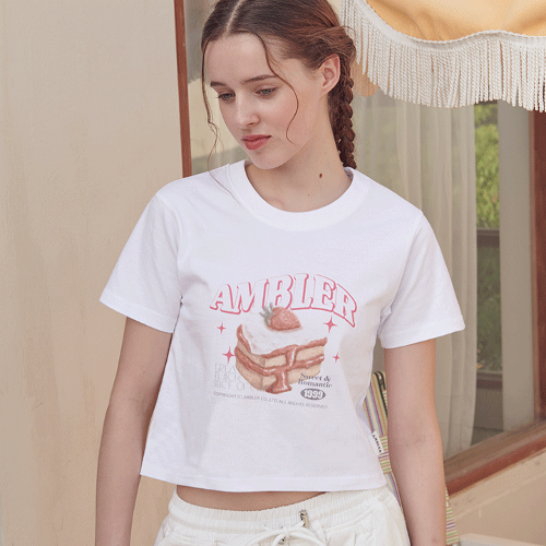 韓國Ambler - Embler Piece of Cake Crop Short Sleeve T-Shirt ACR402 (Black)