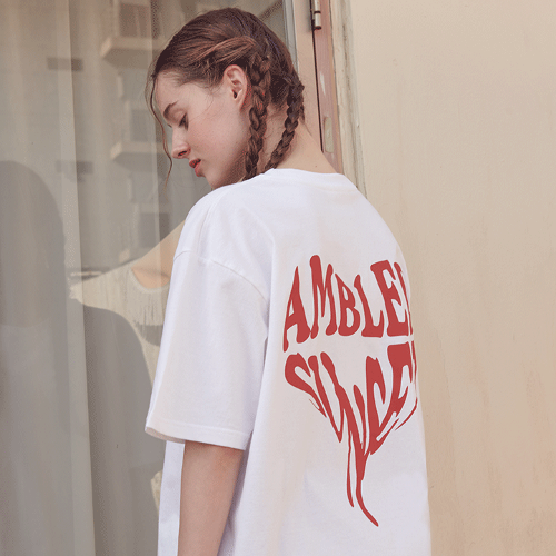 韓國Ambler - Embler Unisex Heart Sunset Overfit Short Sleeve T-Shirt AS1031 (White)