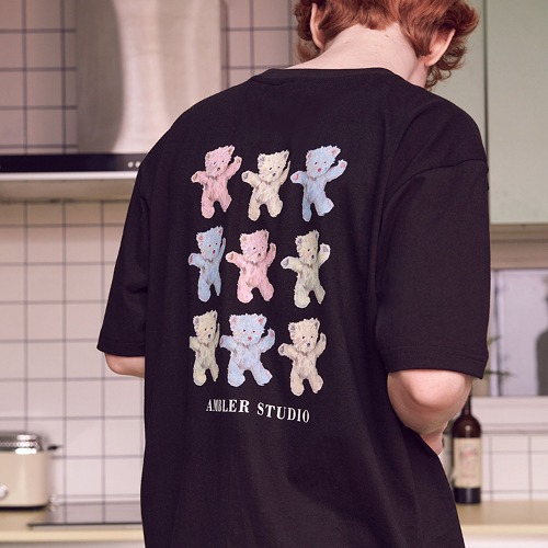 韓國Ambler - Embler Unisex Colorful Overfit Short Sleeve T-shirt AS1016 (Black)