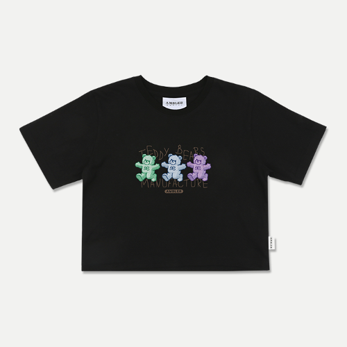 韓國Ambler - Ambler [16 Count] Manufacture of teddy Crop Short Sleeve T-shirt ACR406 (Black)