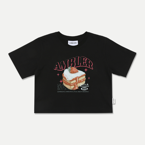 韓國Ambler - Embler Piece of Cake Crop Short Sleeve T-Shirt ACR402 (Black)