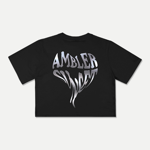 韓國Ambler - Embler Heart Sunset Crop Short Sleeve T-Shirt ACR405 (Black)