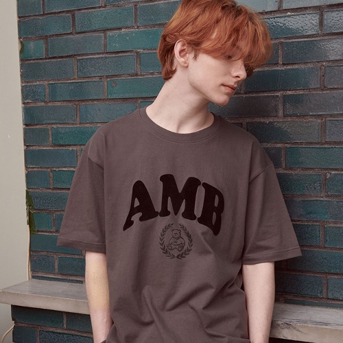 韓國Ambler - Embler Unisex Big Logo Overfit Short Sleeve T-shirt AS1009 (Dark Gray)
