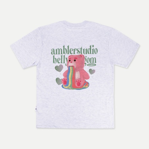 韓國Ambler - Ambler X Bellygom Unisex Heart Belly Overfit Short Sleeve T-shirt BS203 (Back Melange)