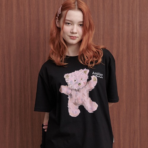 韓國Ambler - Embler Unisex Oil Painting Overfit Short Sleeve T-Shirt AS1004 (Black)