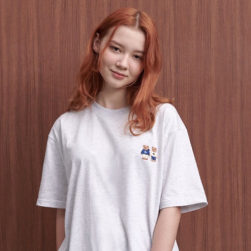 韓國Ambler - Embler Unisex Twinlook bear Overfit Short Sleeve T-shirt AS902 (Back Melange)