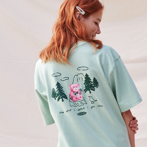 韓國Ambler - Ambler X Bellygom Unisex Song in the Forest Overfit Short Sleeve T-Shirt BS205 (Green)