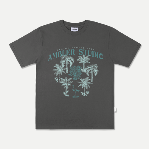韓國Ambler - Embler Unisex VINTAGE SUMMER Overfit Short Sleeve T-Shirt AS1025 (Dark Gray)