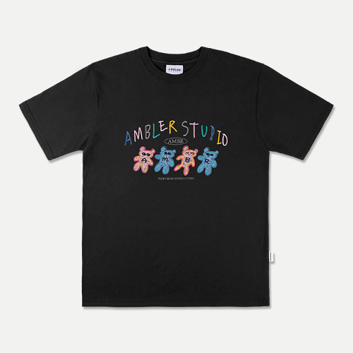 韓國Ambler - Embler Unisex [16 Count] Four Bears Overfit Short Sleeve T-Shirt AS1023 (Black)