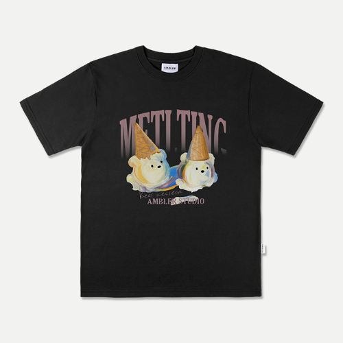 韓國Ambler - Embler Unisex Ice cream Overfit Short Sleeve T-shirt AS1021 (Black)