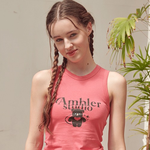 韓國Ambler - Embler Space Bear Sleeveless Top AN201 (Pink)