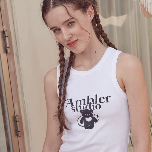 韓國Ambler - Ambler Space Bear Sleeveless Top AN201 (White)