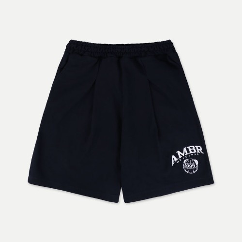 韓國Ambler - Unisex SPORTY AMBR Training Banding One Tuck Sweat Shorts Shorts ASP603 (Navy)