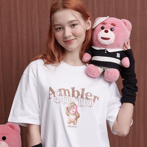 韓國Ambler - Ambler X Bellygom Unisex WHU A U Overfit Short Sleeve T-shirt BS206 (White)