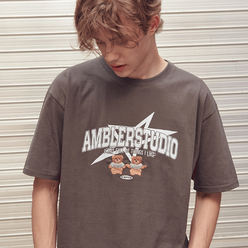 韓國Ambler - The Embler Unisex The Star Overfit Short Sleeve T-Shirt AS1020 (Dark Gray)
