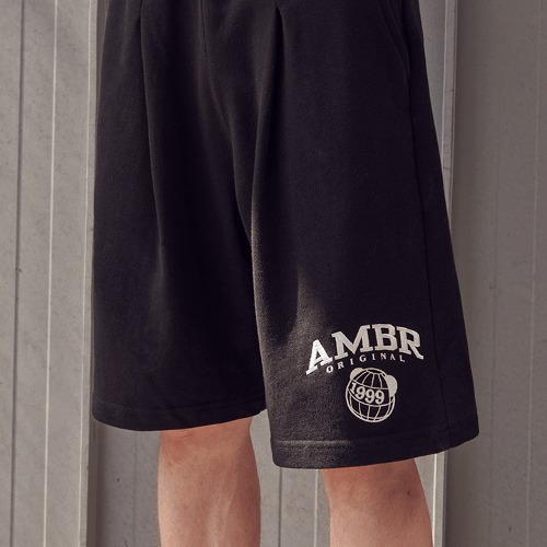 韓國Ambler - Unisex SPORTY AMBR Training Banding One-Tuck Sweat Shorts Shorts ASP603 (Black)